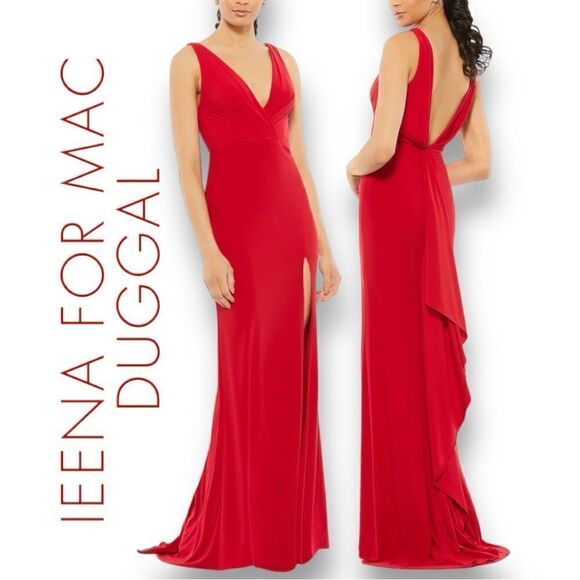 MAC DUGGAL Ieena by Mac Duggal Women’s Sleeveless V-Neck Jersey Gown in Size 12 - Picture 1 of 15